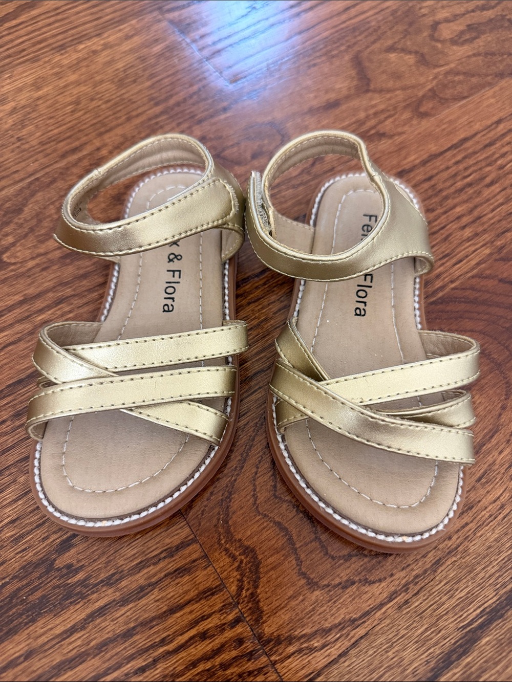 Kids' Metallic Gold Strappy Sandals